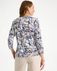 Chico's | Floral Cotton Slub Tee/ Black