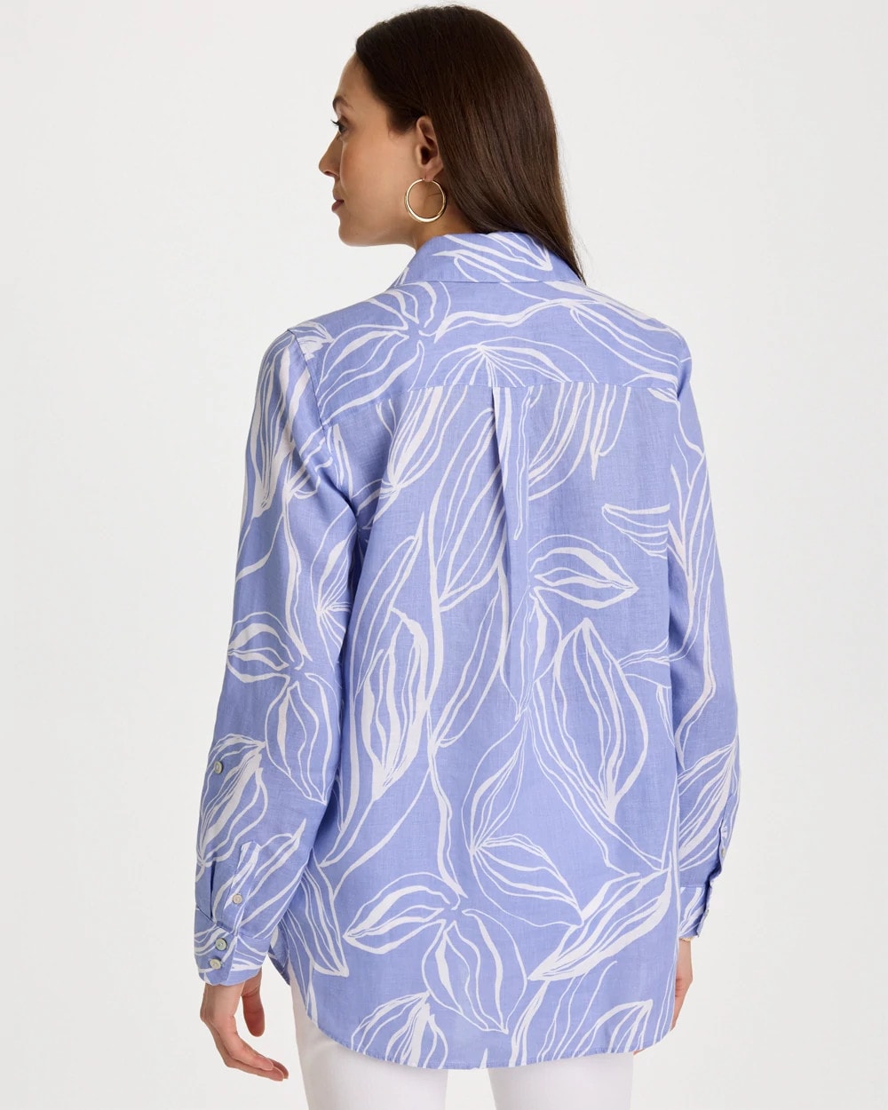 Chico's | No Iron™ Printed Linen Tunic/ Blue Orchid