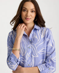 Chico's | No Iron™ Printed Linen Tunic/ Blue Orchid