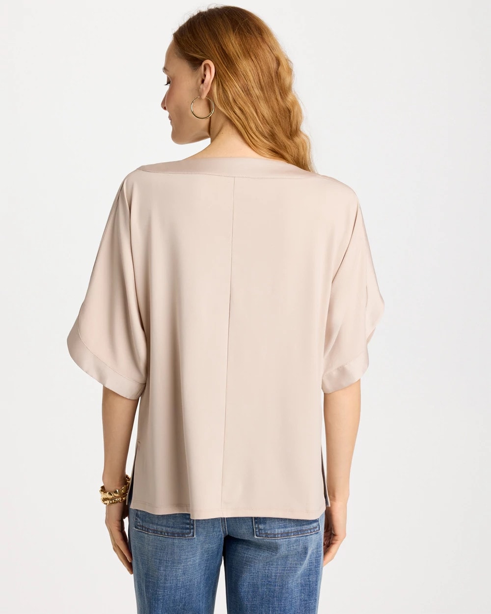 Chico's | Jersey & Satin Dolman Tee/ Smokey Taupe