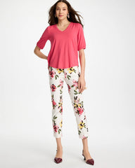 Chico's | Shirred Elbow Sleeve Tee/ Hot Honeysuckle