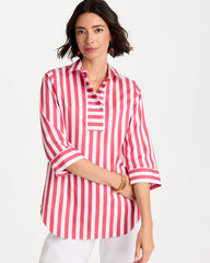 Chico's | No Iron™ Striped Stretch Tunic/ Hot Honeysuckle