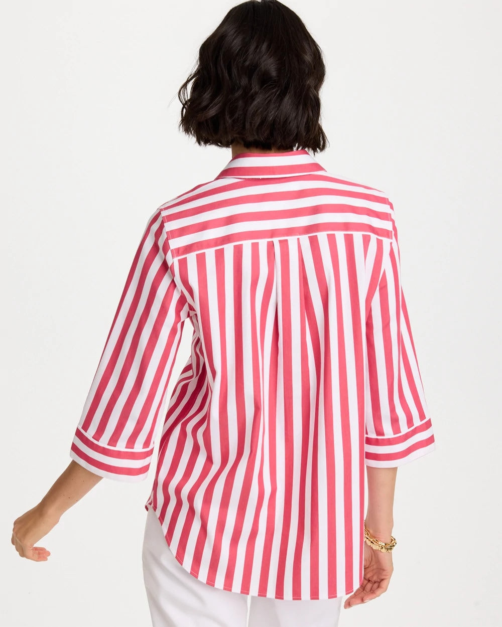 Chico's | No Iron™ Striped Stretch Tunic/ Hot Honeysuckle