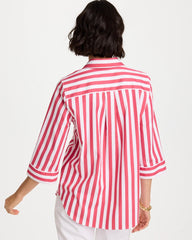 Chico's | No Iron™ Striped Stretch Tunic/ Hot Honeysuckle