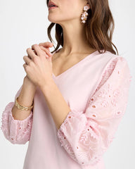 Chico's | Floral Eyelet Sleeve Tee/ Sweet Blossom