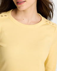Chico's | Ribbed Button Crewneck Tee/ Golden Haze