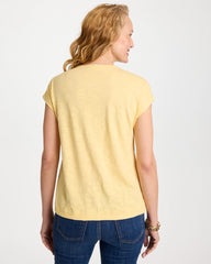 Chico's | Monochrome Embroidered Cap-Sleeve Tee/ Golden Haze