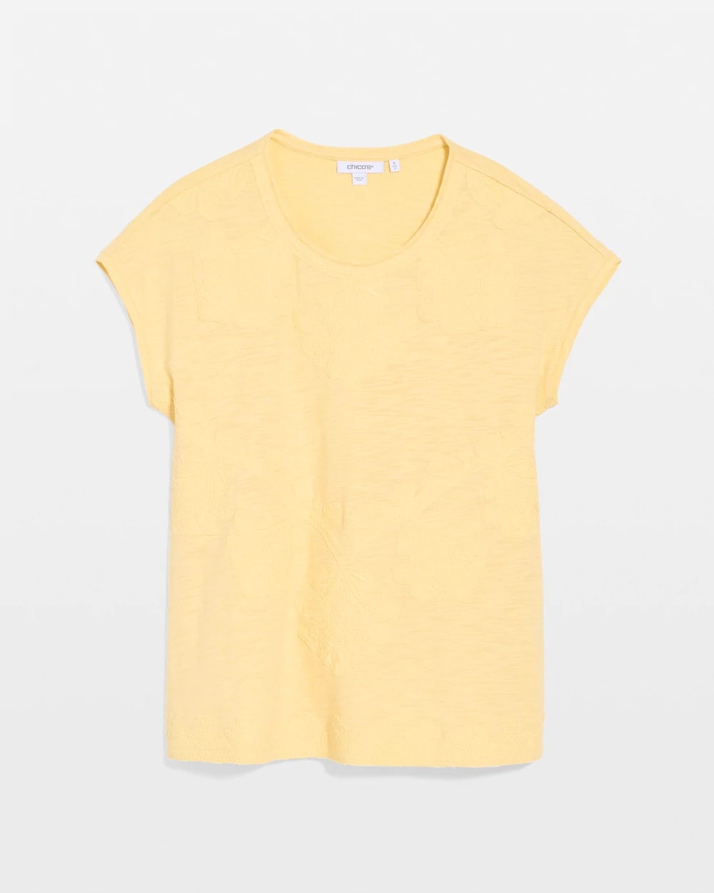 Chico's | Monochrome Embroidered Cap-Sleeve Tee/ Golden Haze