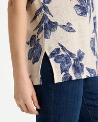 Chico's | Floral Linen Dolman Tee/ River Rock