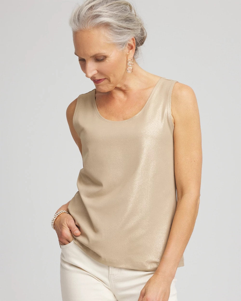 Chico's | Foiled Microfiber Tank/ Champagne