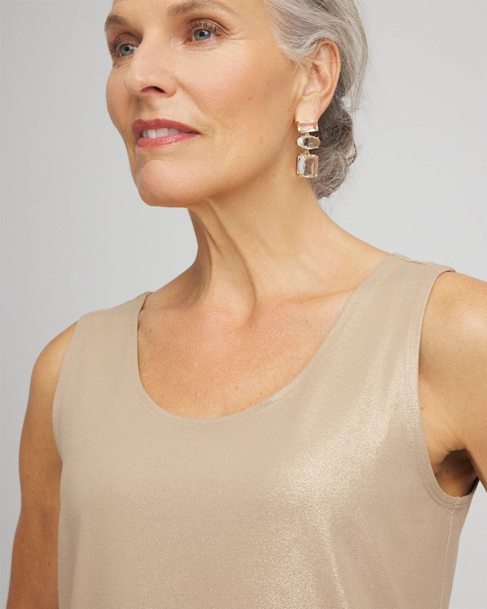 Chico's | Foiled Microfiber Tank/ Champagne