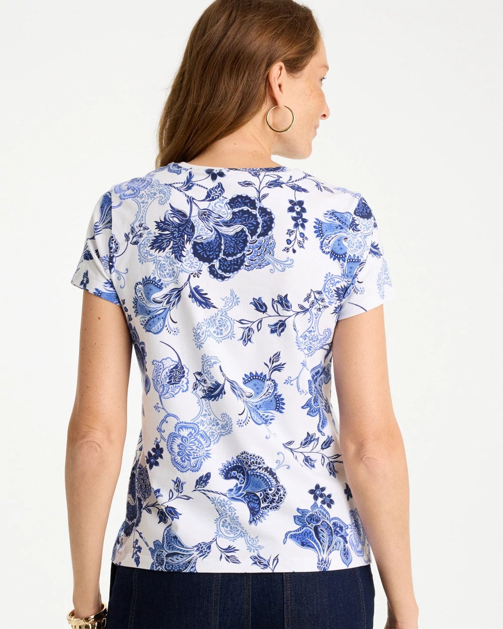 Chico's | Jolene Cotton Stretch Cap Sleeve Tee/ Passport Blue