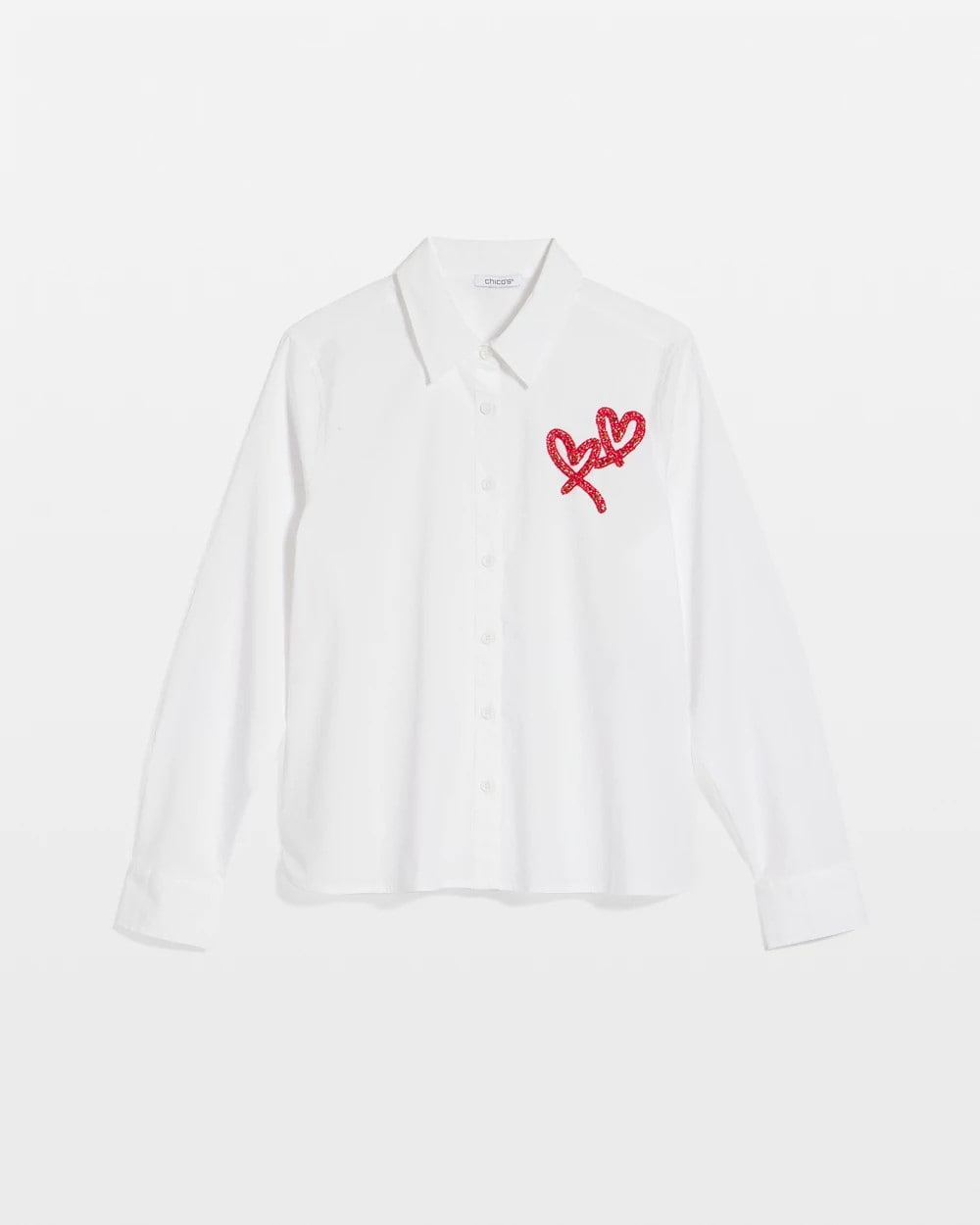 Chico's | Crystal Heart Poplin Shirt/ Alabaster