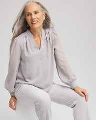 Chico's | Georgette Clip Dot Blouse/ Dove Gray