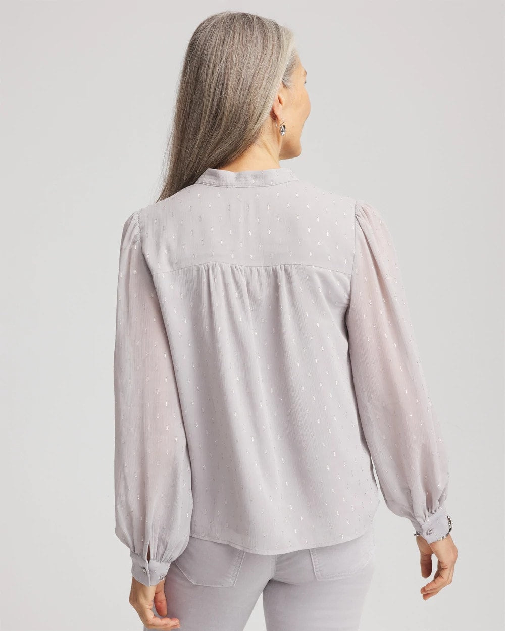 Chico's | Georgette Clip Dot Blouse/ Dove Gray