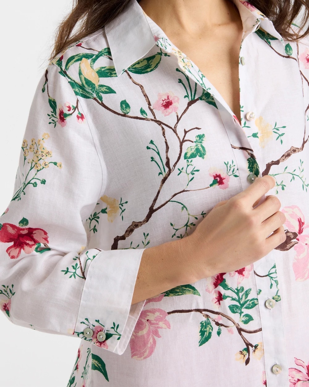 Chico's | No Iron™ Kyoto Bloom Linen Shirt/ Hot Honeysuckle