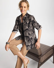 Chico's | No Iron™ Stretch Ginkgo Glory Shirt/ Black