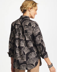 Chico's | No Iron™ Stretch Ginkgo Glory Shirt/ Black