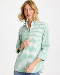 Chico's | No Iron™ Striped Stretch Shirt/ Peppermint Green