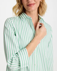Chico's | No Iron™ Striped Stretch Shirt/ Peppermint Green
