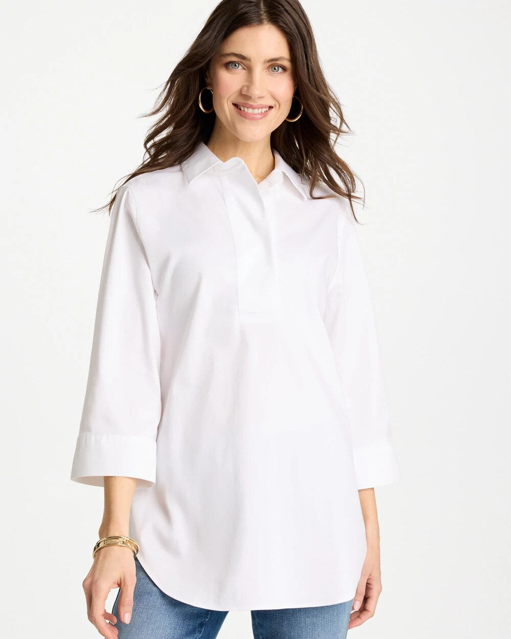 Chico's | No Iron™ Stretch Popover Tunic/ Optic White