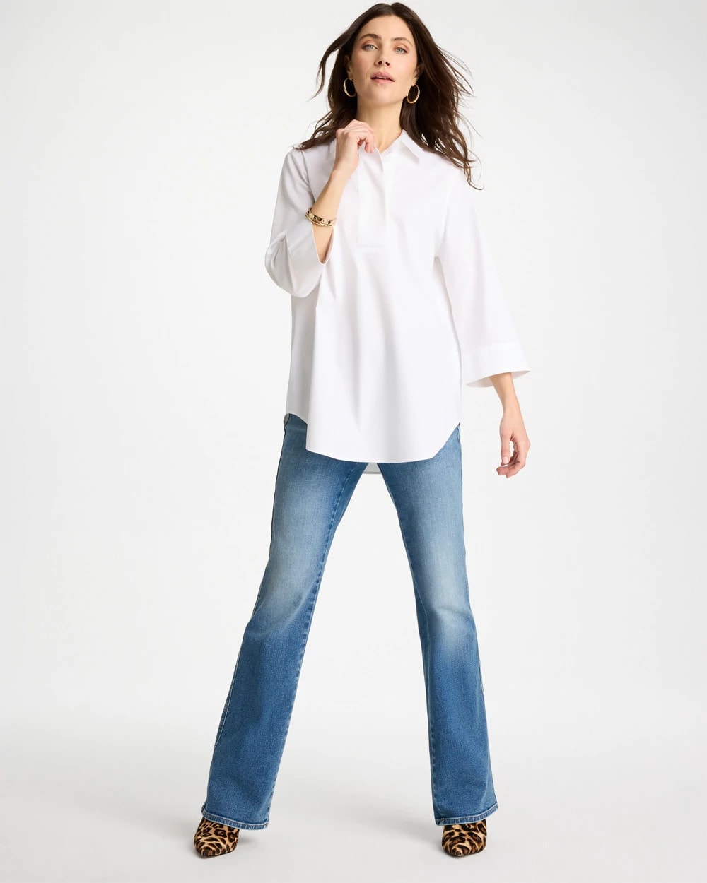 Chico's | No Iron™ Stretch Popover Tunic/ Optic White