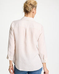 Chico's | No Iron™ Striped Linen Shirt/ Oatmeal
