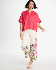 Chico's | Poplin Popover Dolman Top/ Hot Honeysuckle