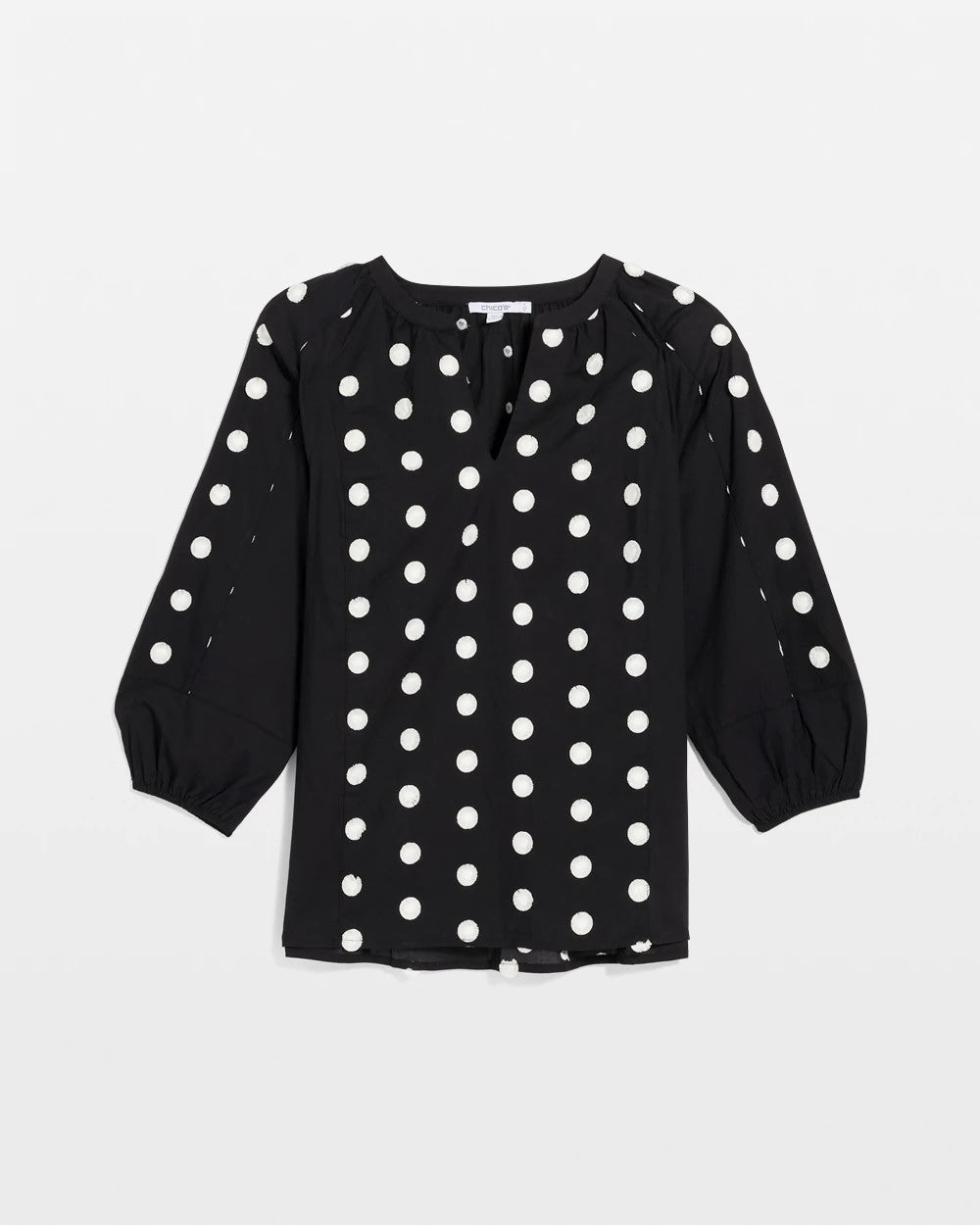 Chico's | Textured Polka Dot Blouse/ Black