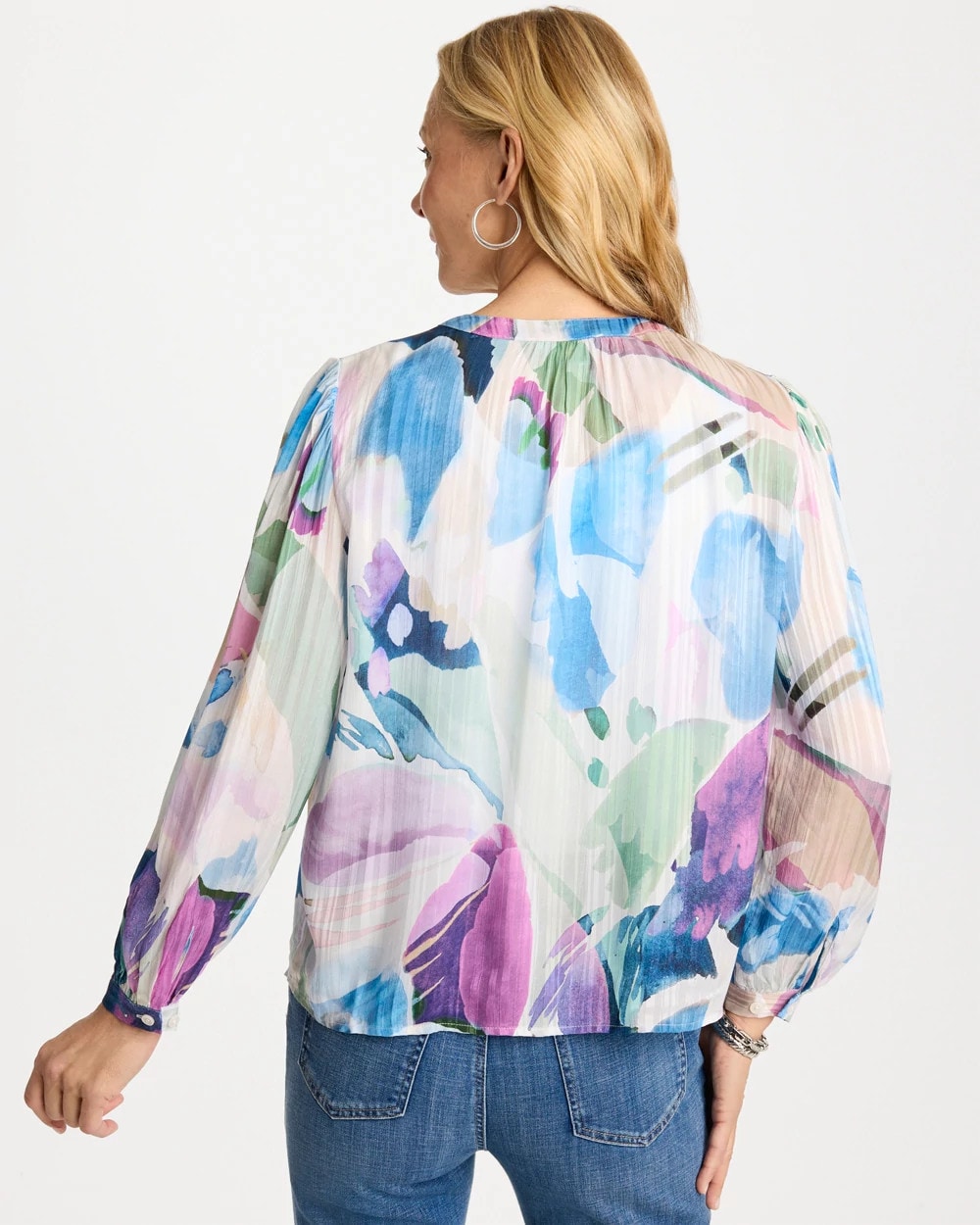 Chico's | Blur Geo Button Front Blouse/ Passport Blue