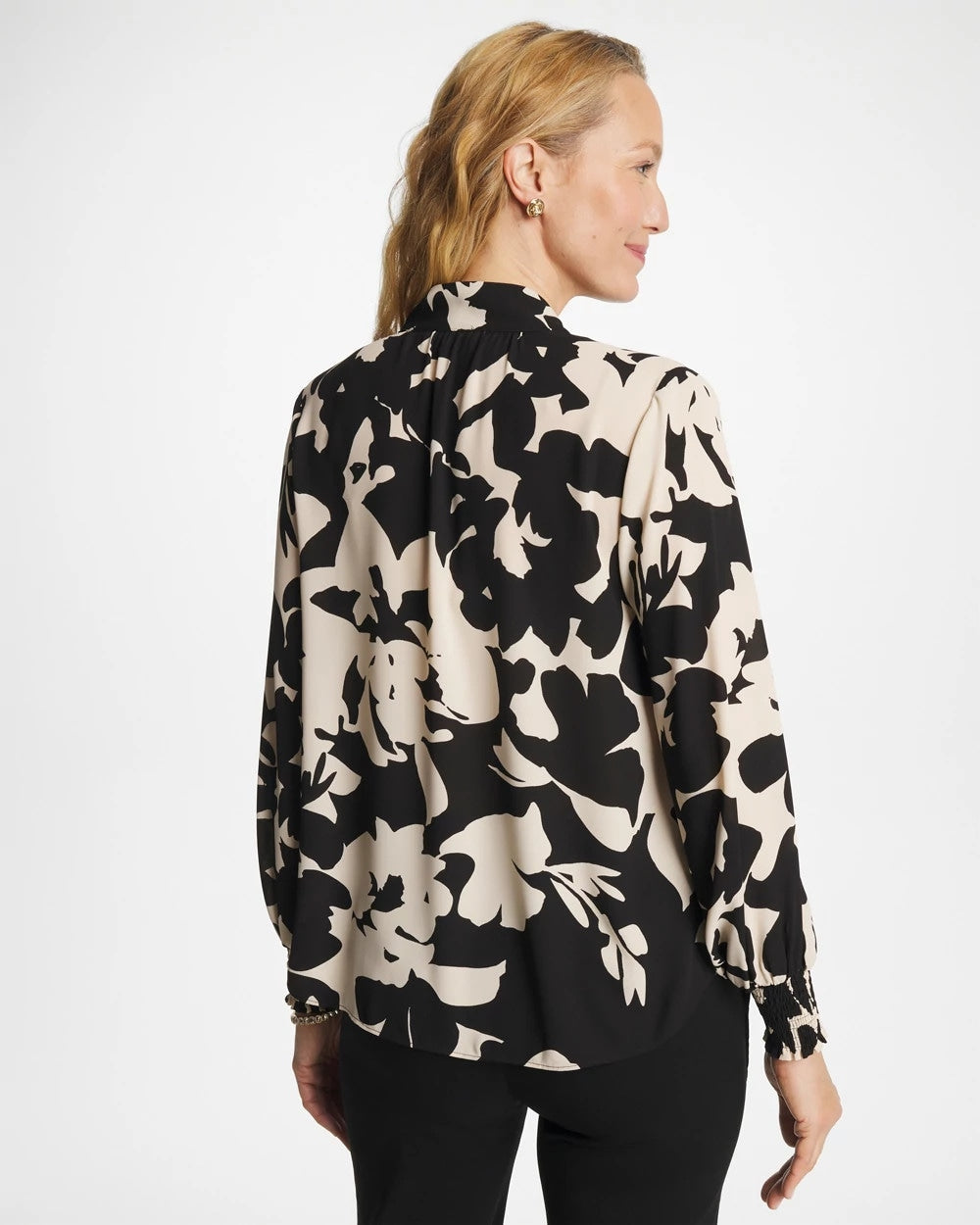 Chico's | Crepe Mockneck Blouse/ Black