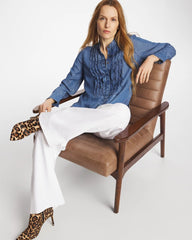 Chico's | Tencel Ruffle Front Shirt/ Bailey Indigo