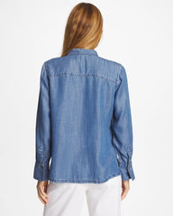 Chico's | Tencel Ruffle Front Shirt/ Bailey Indigo