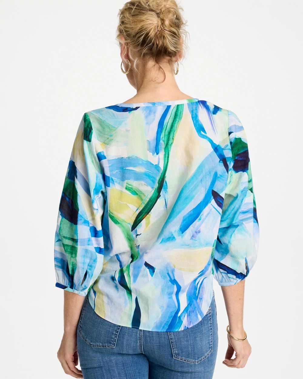 Chico's | Printed Tie-Front Top/ Amparo Blue