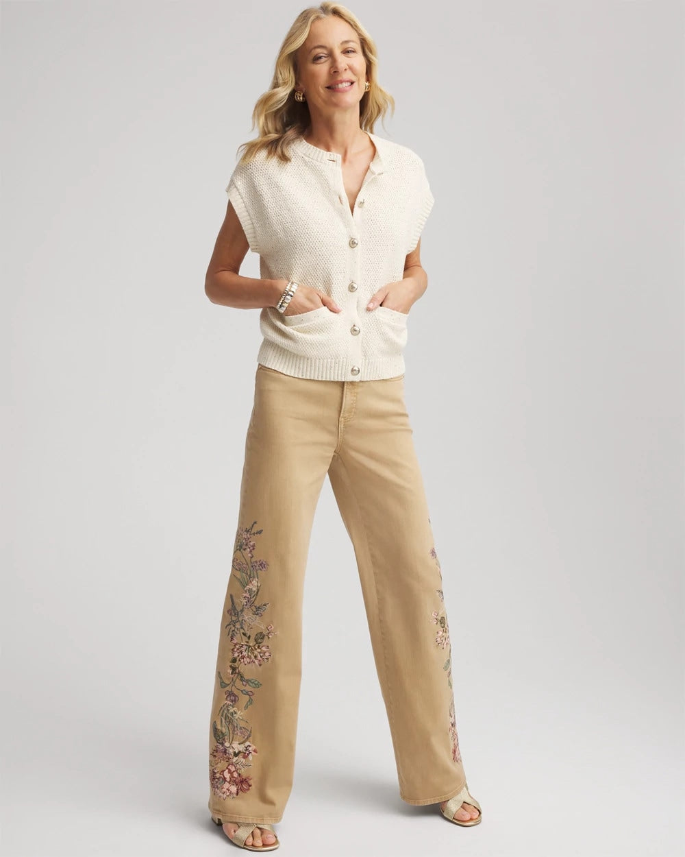 Chico's | Button-Up Sweater Vest/ Gold