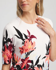 Chico's | Floral Print Crewneck Sweater/ Ecru