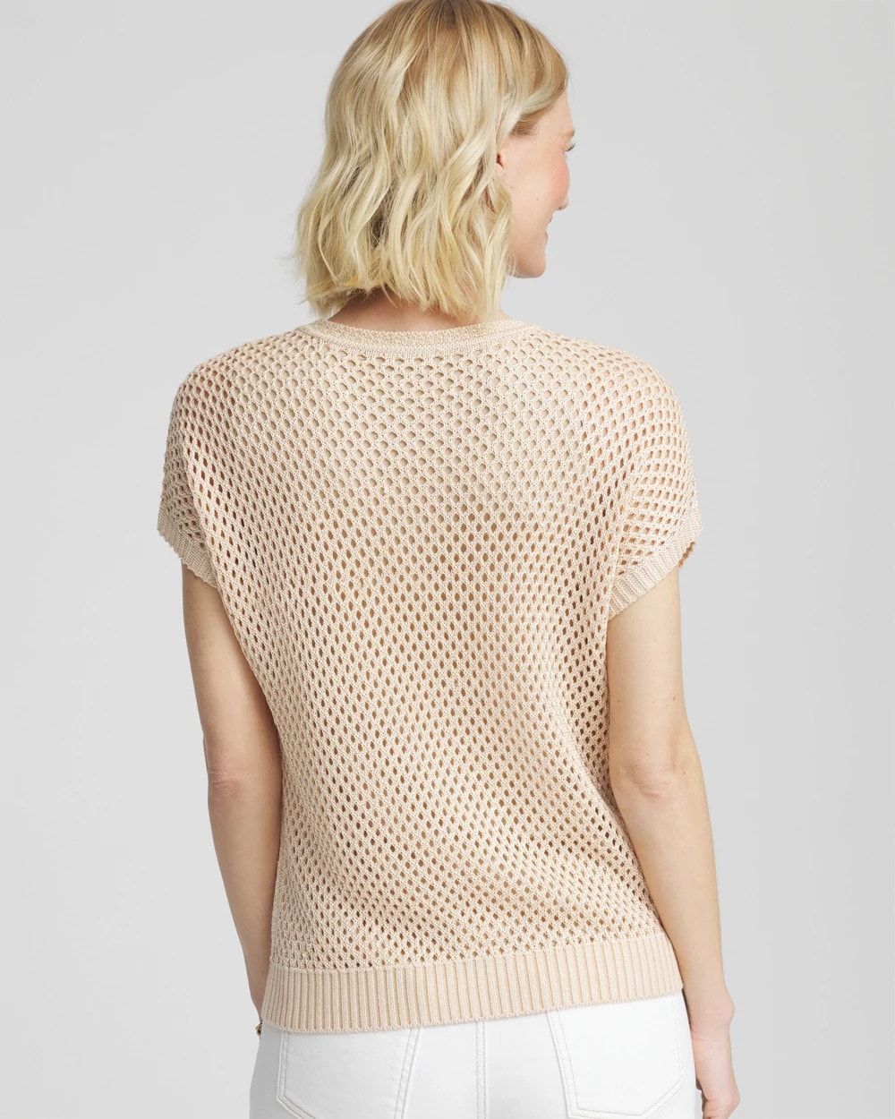 Chico's | Embroidered Pointelle Pull-Over/ Glistening Sand