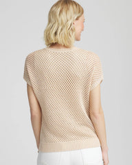 Chico's | Embroidered Pointelle Pull-Over/ Glistening Sand