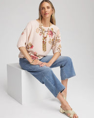 Chico's | Ribbed Combed Cotton Sweater/ Multi