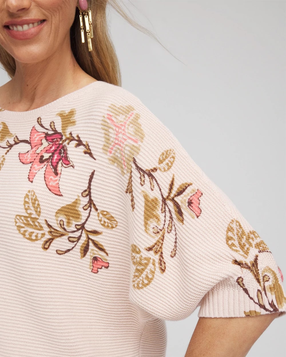 Chico's | Ribbed Combed Cotton Sweater/ Multi