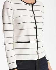 Chico's | Contrast Tipped Sweater Blazer/ Ecru