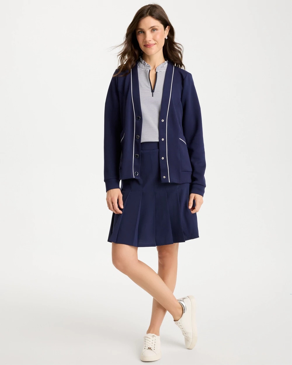 Chico's | Zenergy® Soft Pique Button-Down Cardigan/ Passport Blue