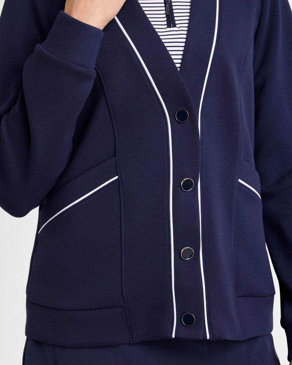 Chico's | Zenergy® Soft Pique Button-Down Cardigan/ Passport Blue