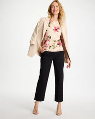 Chico's | Ella Crewneck Floral Pullover Sweater/ Hot Honeysuckle