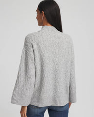Chico's | Sequined Cable Knit Sweater/ Cloud Heather Gray