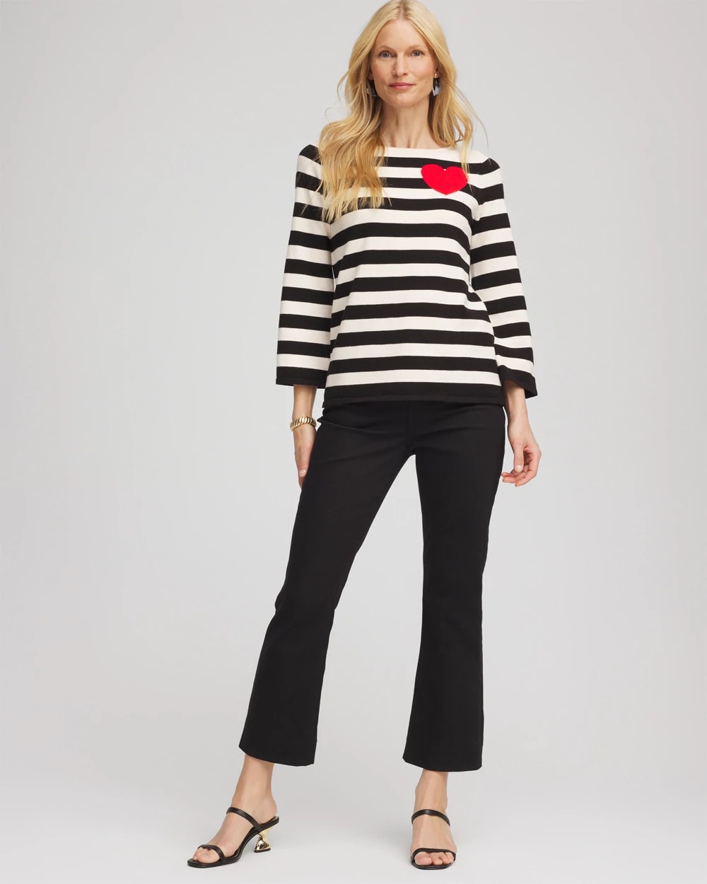 Chico's | Striped V-Day Pullover/ English Cream