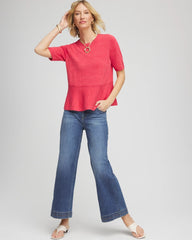 Chico's | Pullover Peplum Sweater/ Folkloric Red