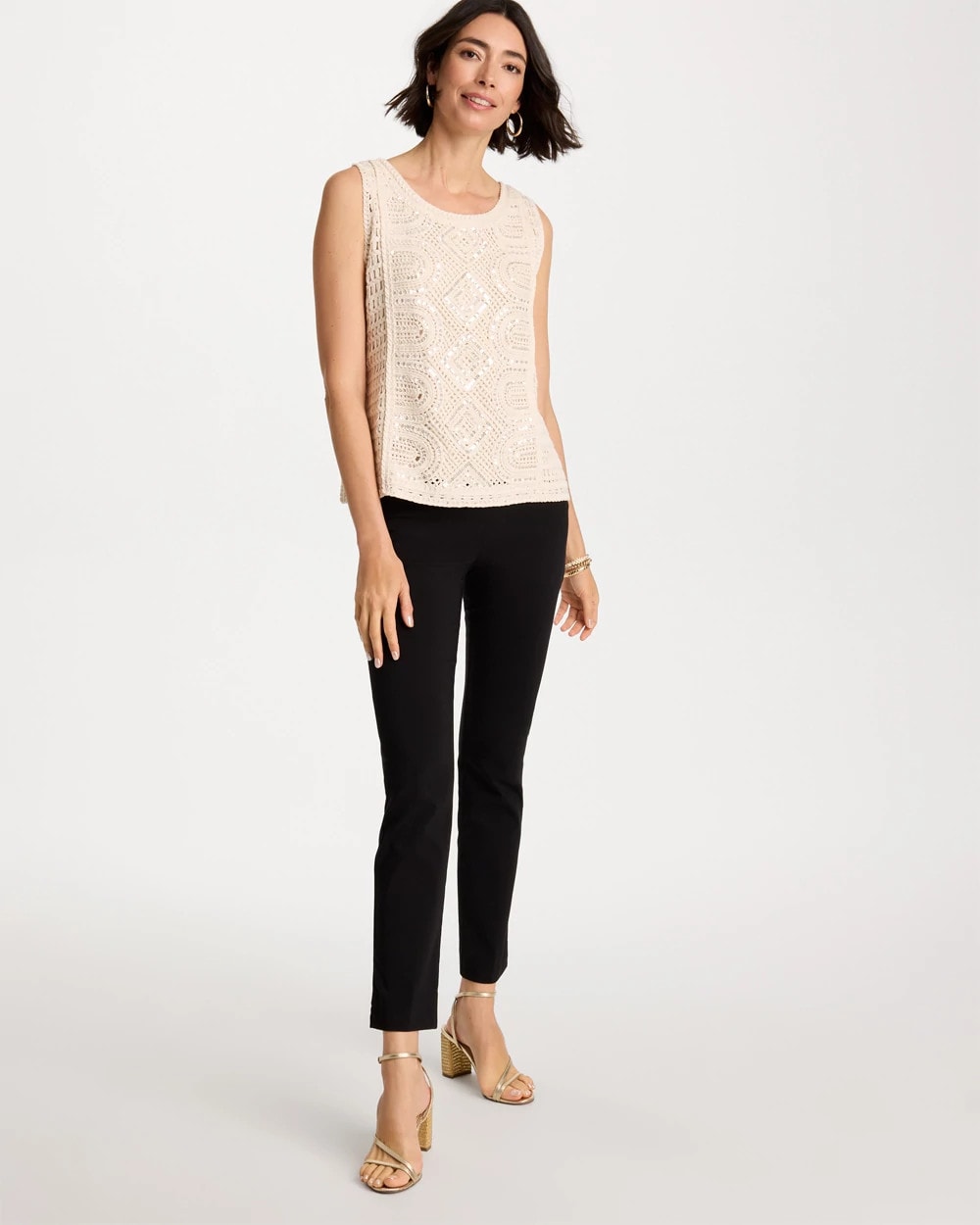 Chico's | Crochet Sequin Tank/ Neutral