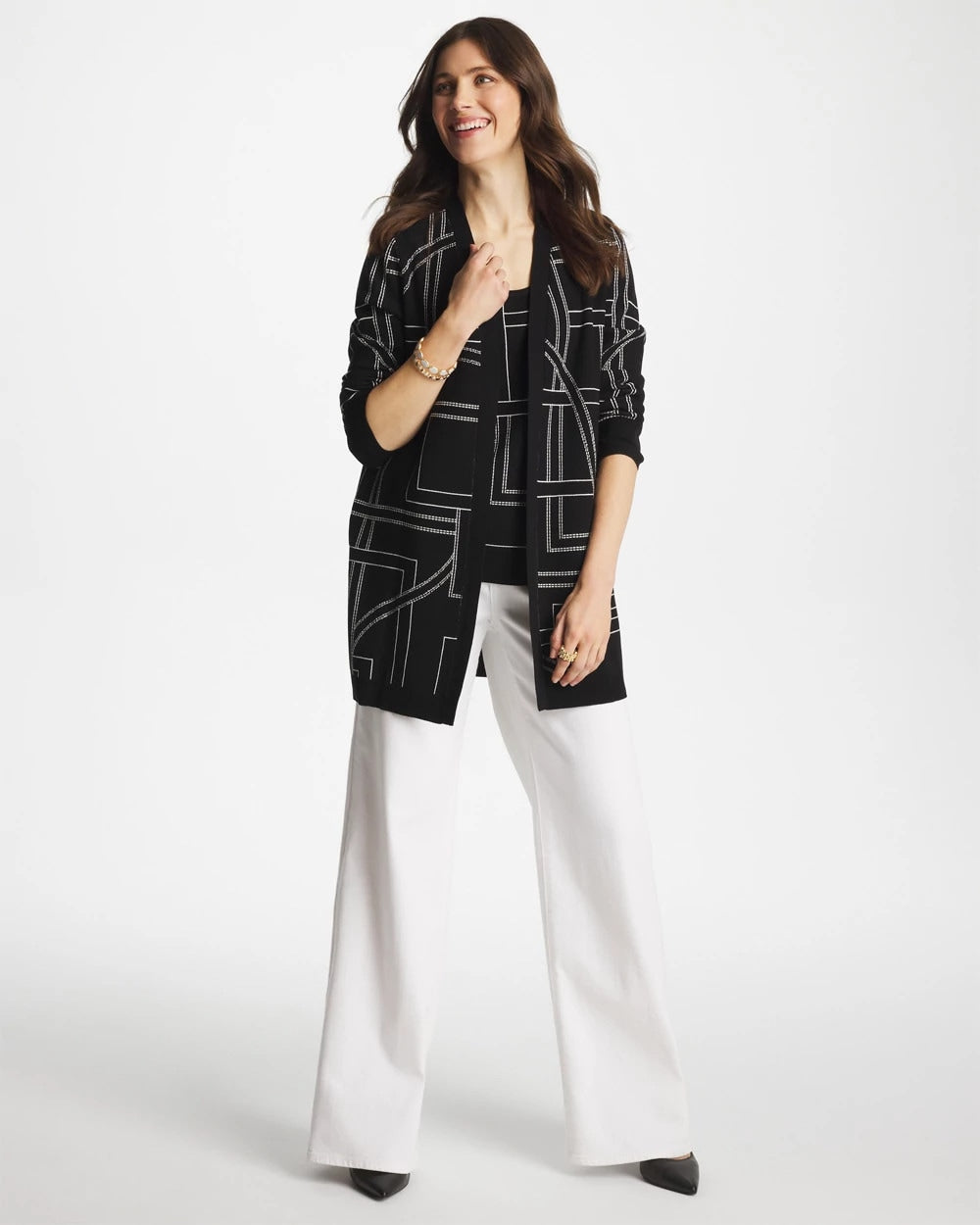 Chico's | Ella Graphic Cardigan/ Black