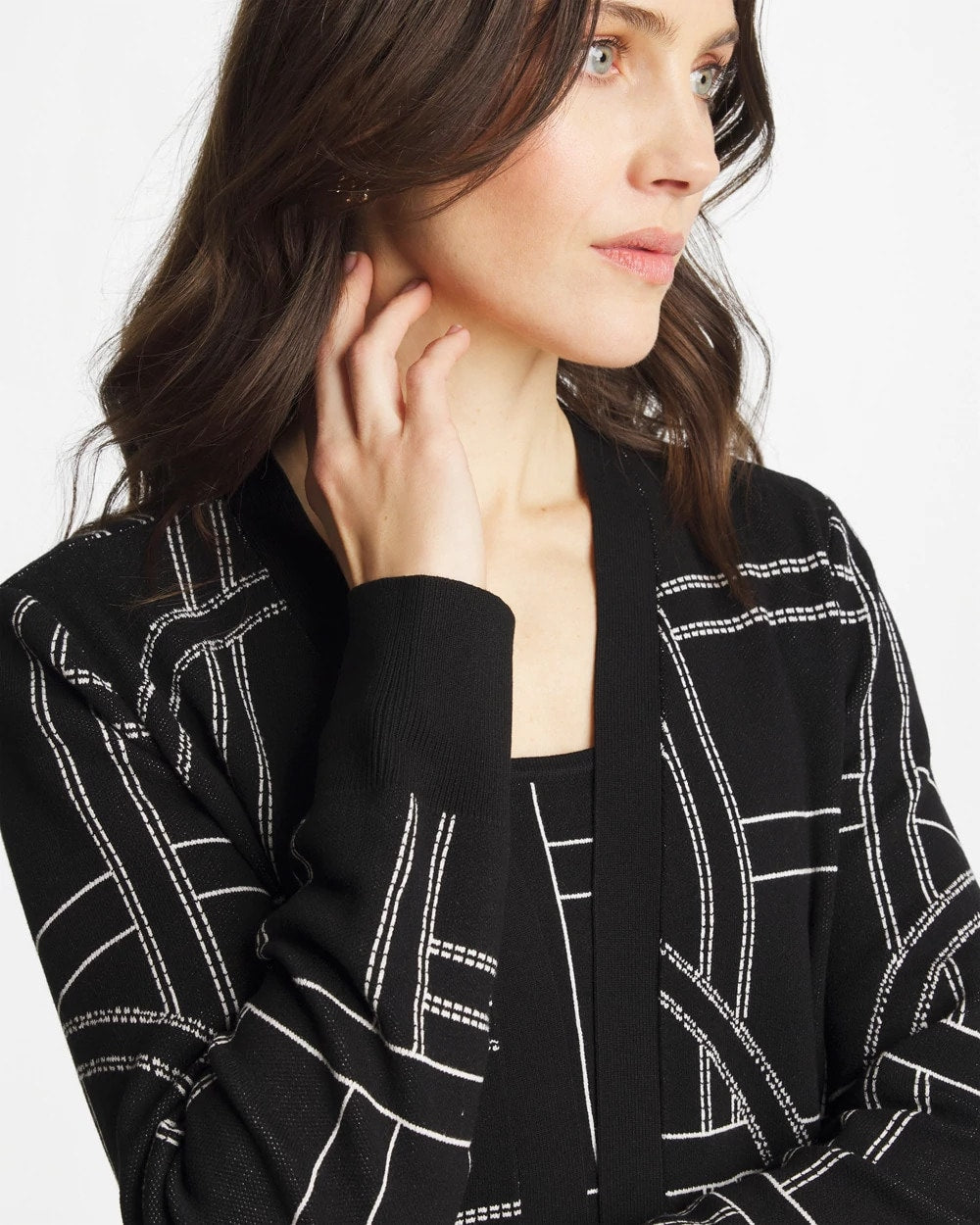 Chico's | Ella Graphic Cardigan/ Black